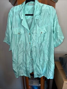 Venezia Mint Green Short Sleeve Button-Up Shirt